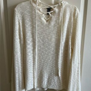 Charlotte Russe Cream Hoodie Sweater